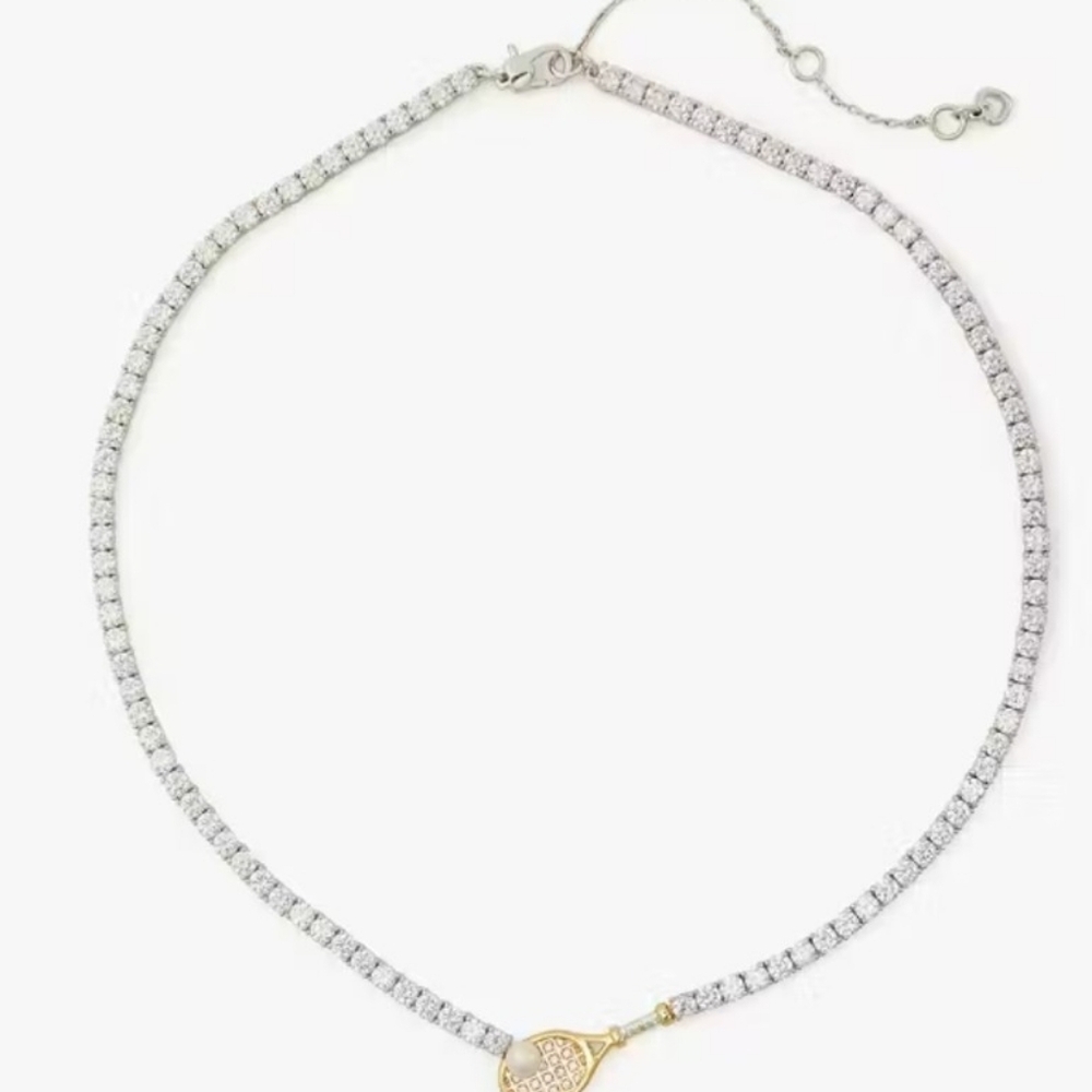 NWT Kate Spade ♠️ Queen Of The Court Tennis Racket Necklace - Picture 6 of 8